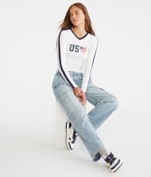 Long Sleeve USA Graphic Baby Tee