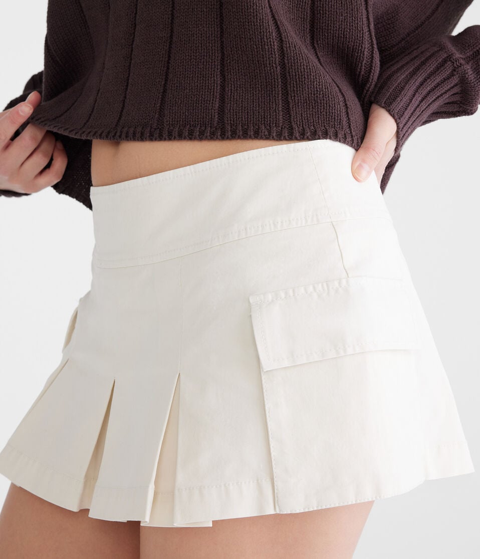 Low-Rise Pleated Cargo Mini Skort