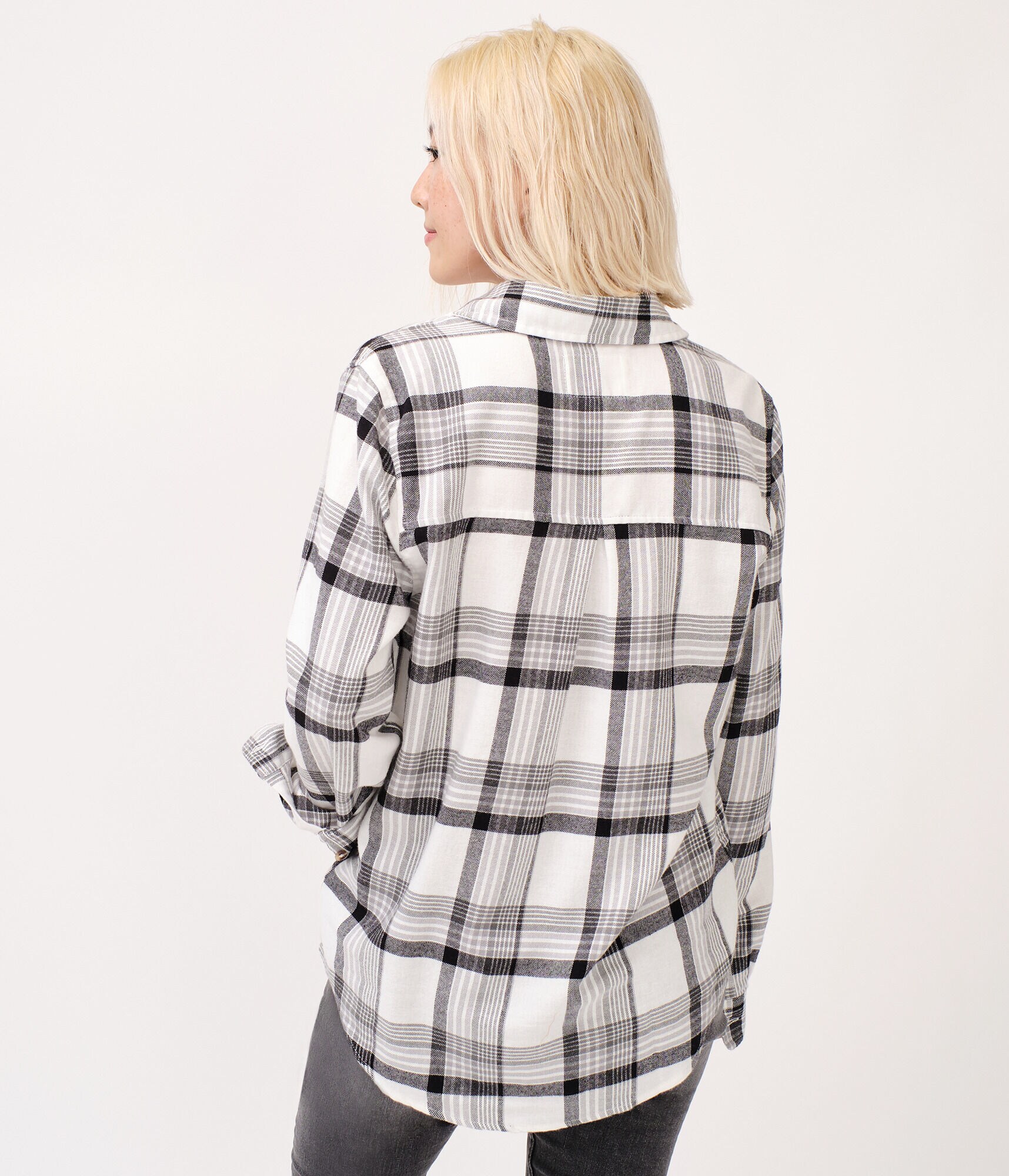 Long Sleeve Plaid Button-Down Shirt