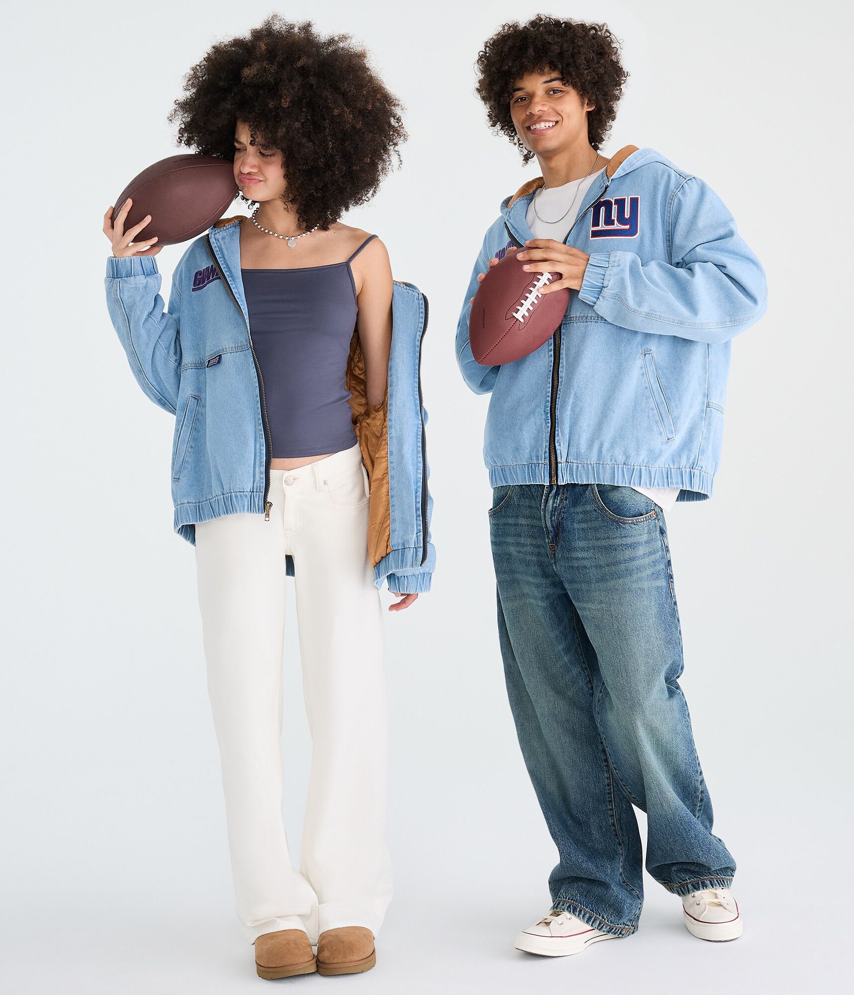 New York Giants Full-Zip Hooded Denim Jacket