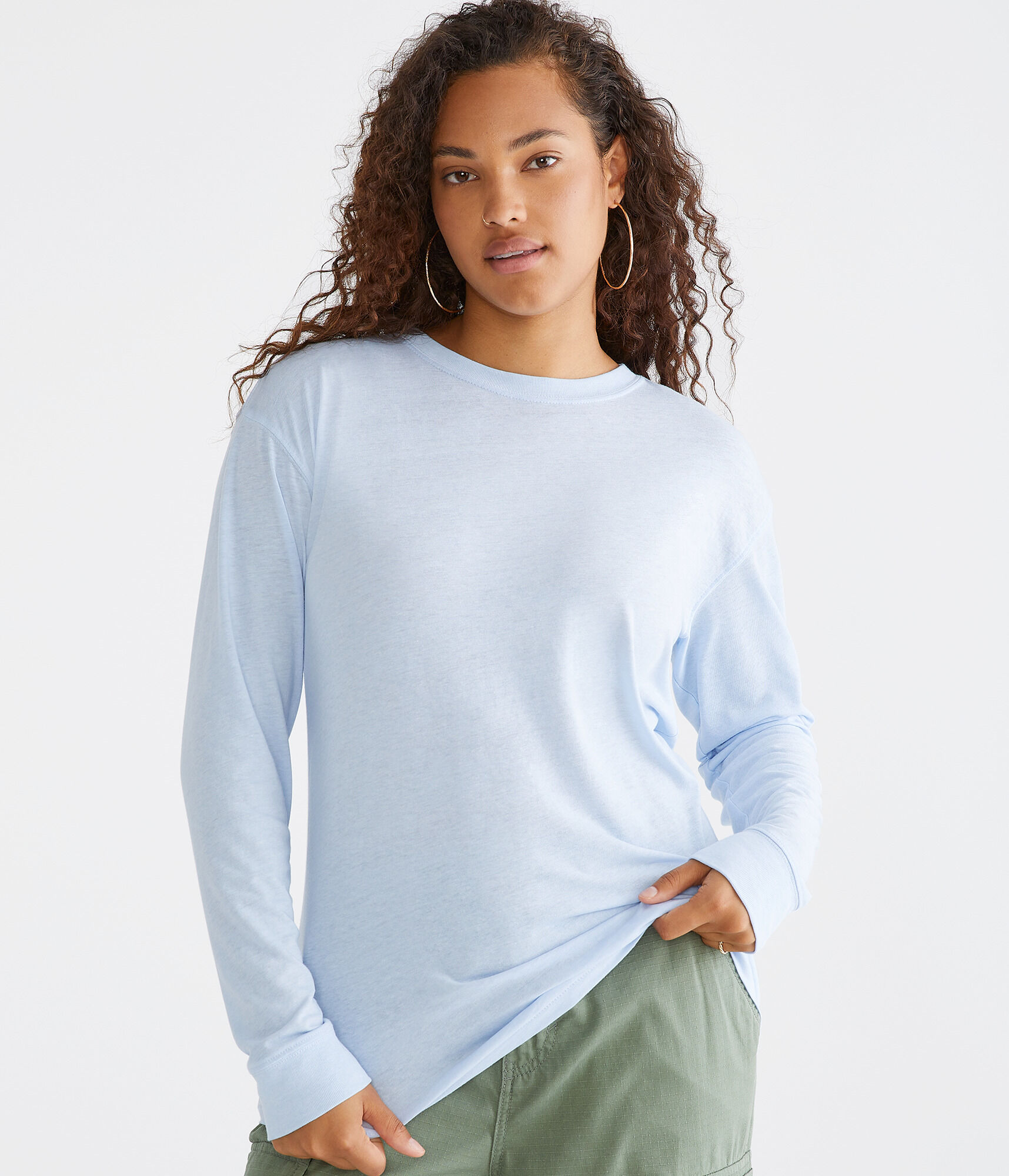 Long Sleeve Washed Loose Fit Crew Tee