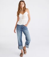 Ruffled Tie-Front Babydoll Tank