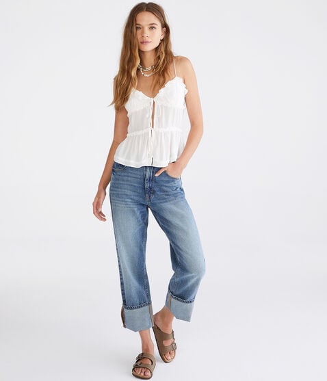 Ruffled Tie-Front Babydoll Tank Ruffled Tie-Front Babydoll Tank