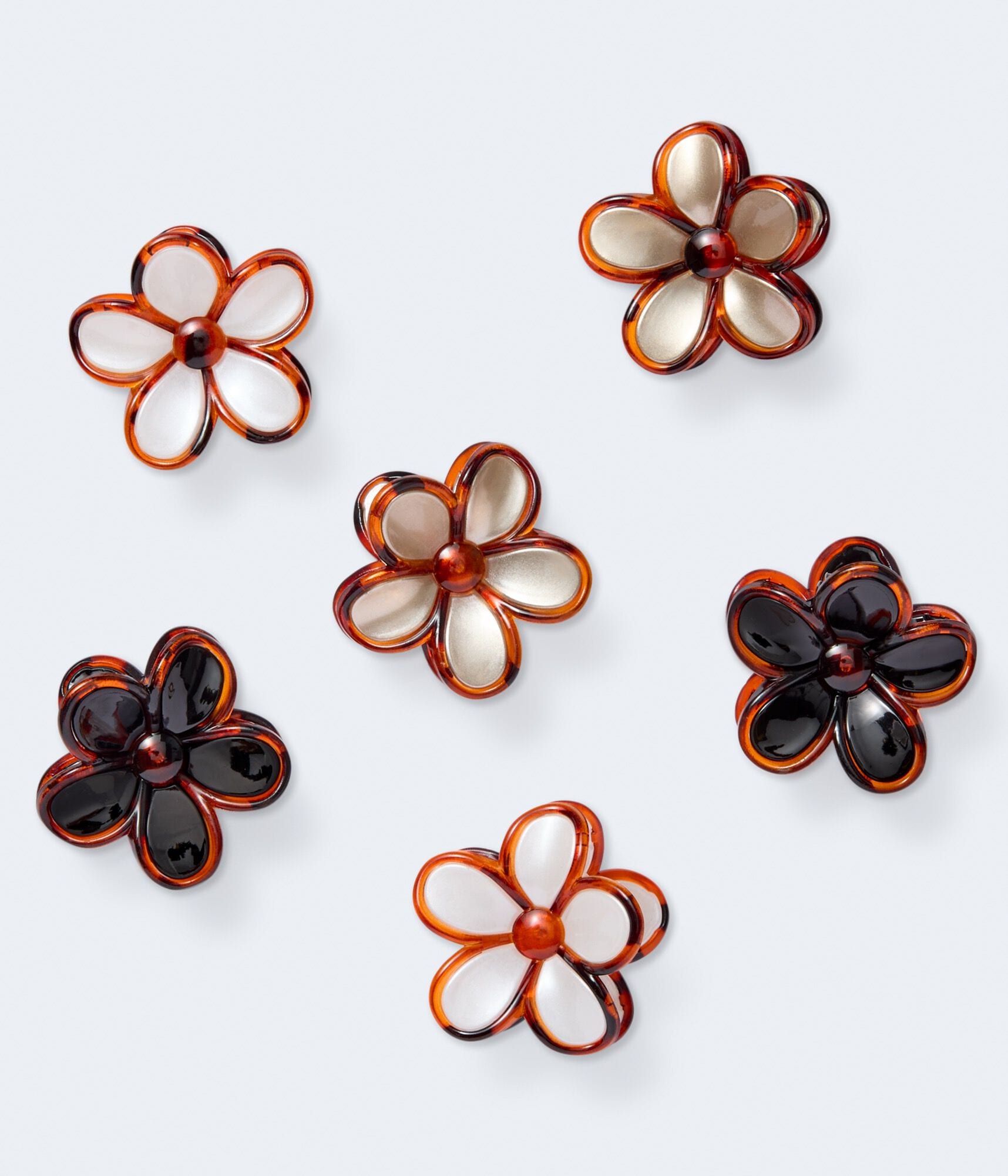 Outlined Flower Claw Hair Clip 6-Pack