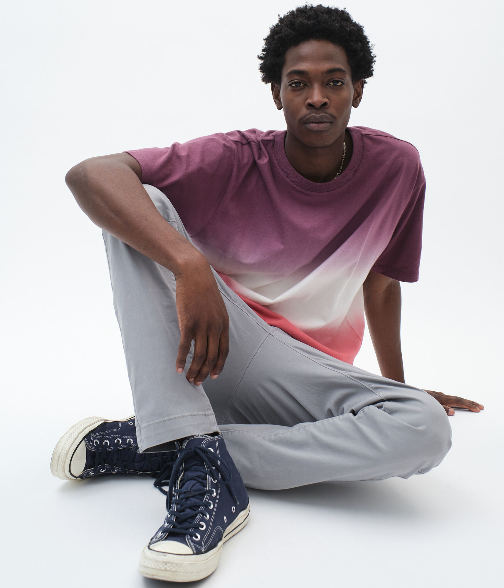 Dip-Dye Loose-Fit Crew Tee