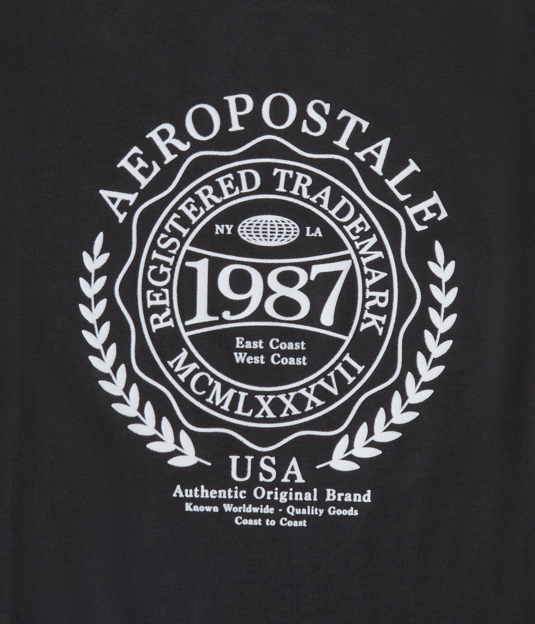 Aeropostale Laurel Circle Flocked Graphic Tee