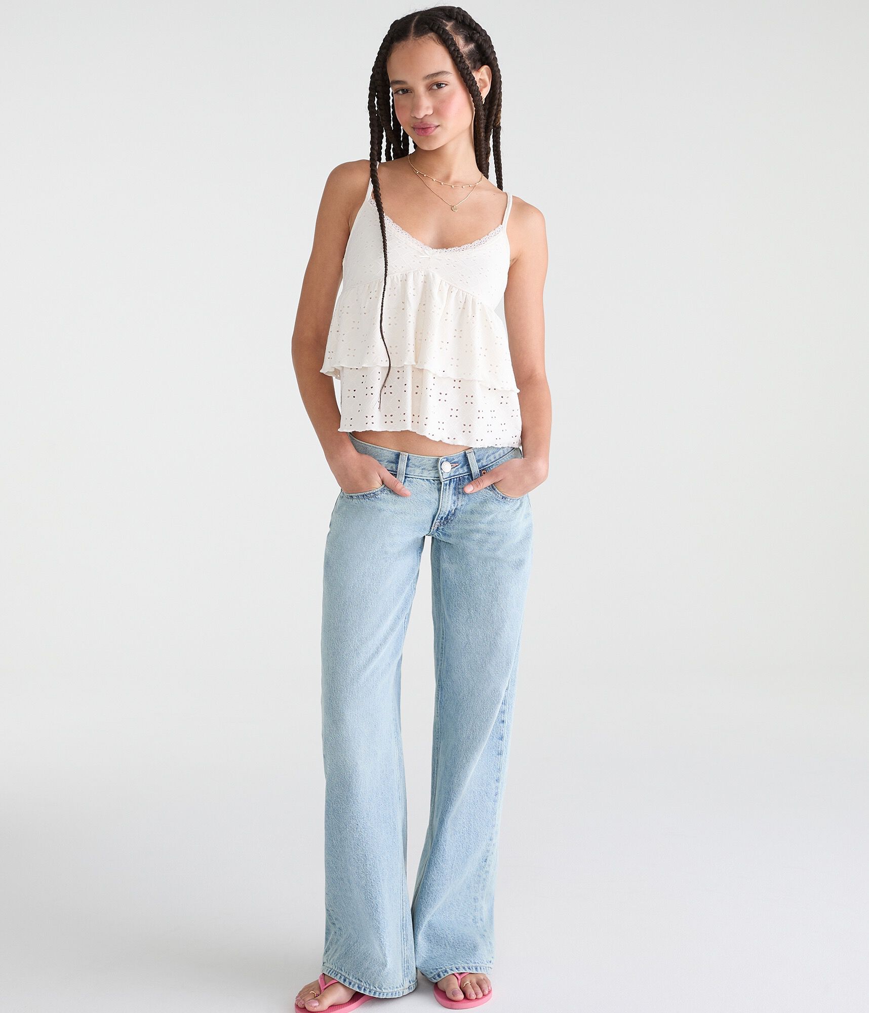 Eyelet Tiered V-Neck Cami