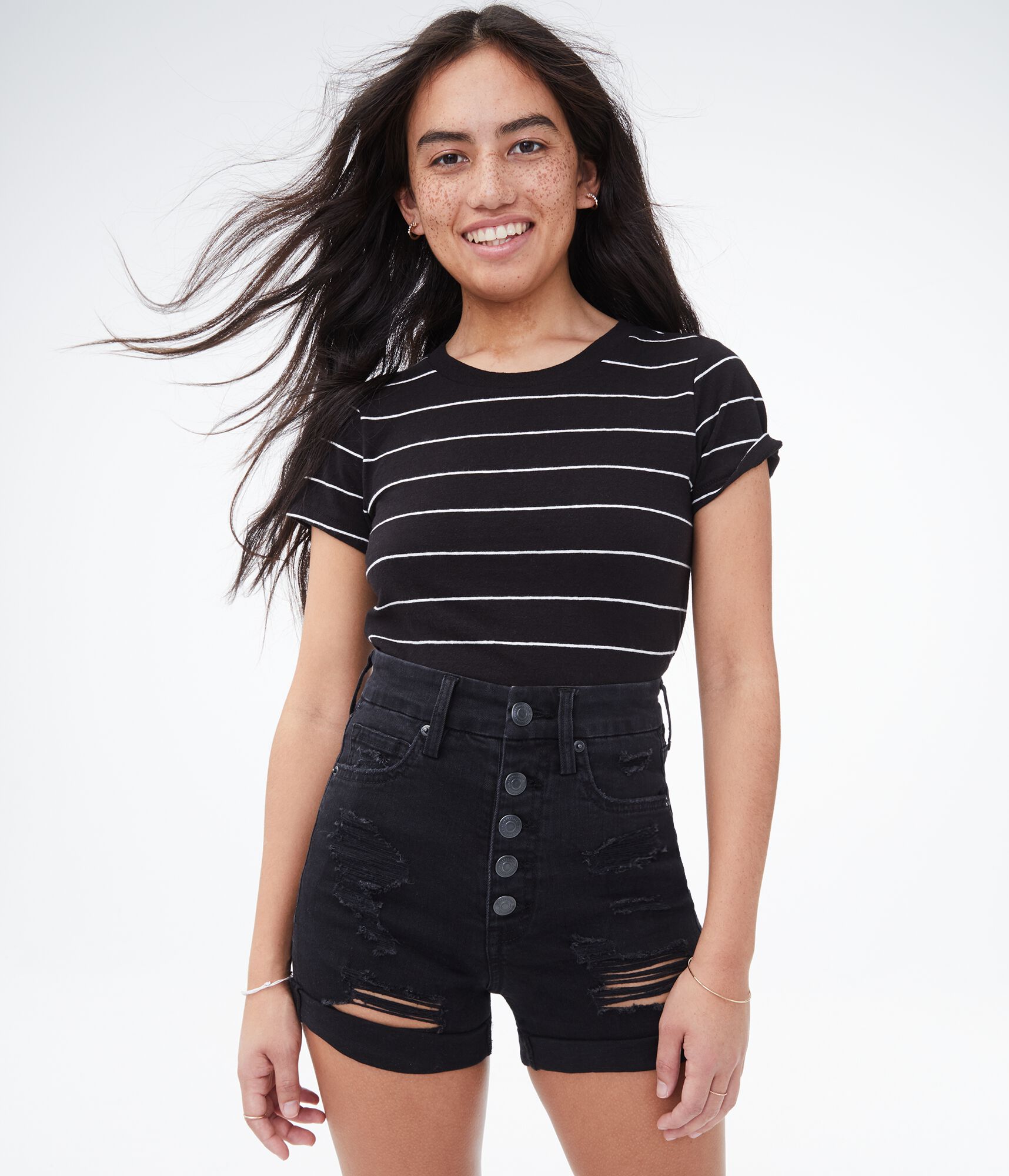 Striped '90s Slim Kate Crew Tee