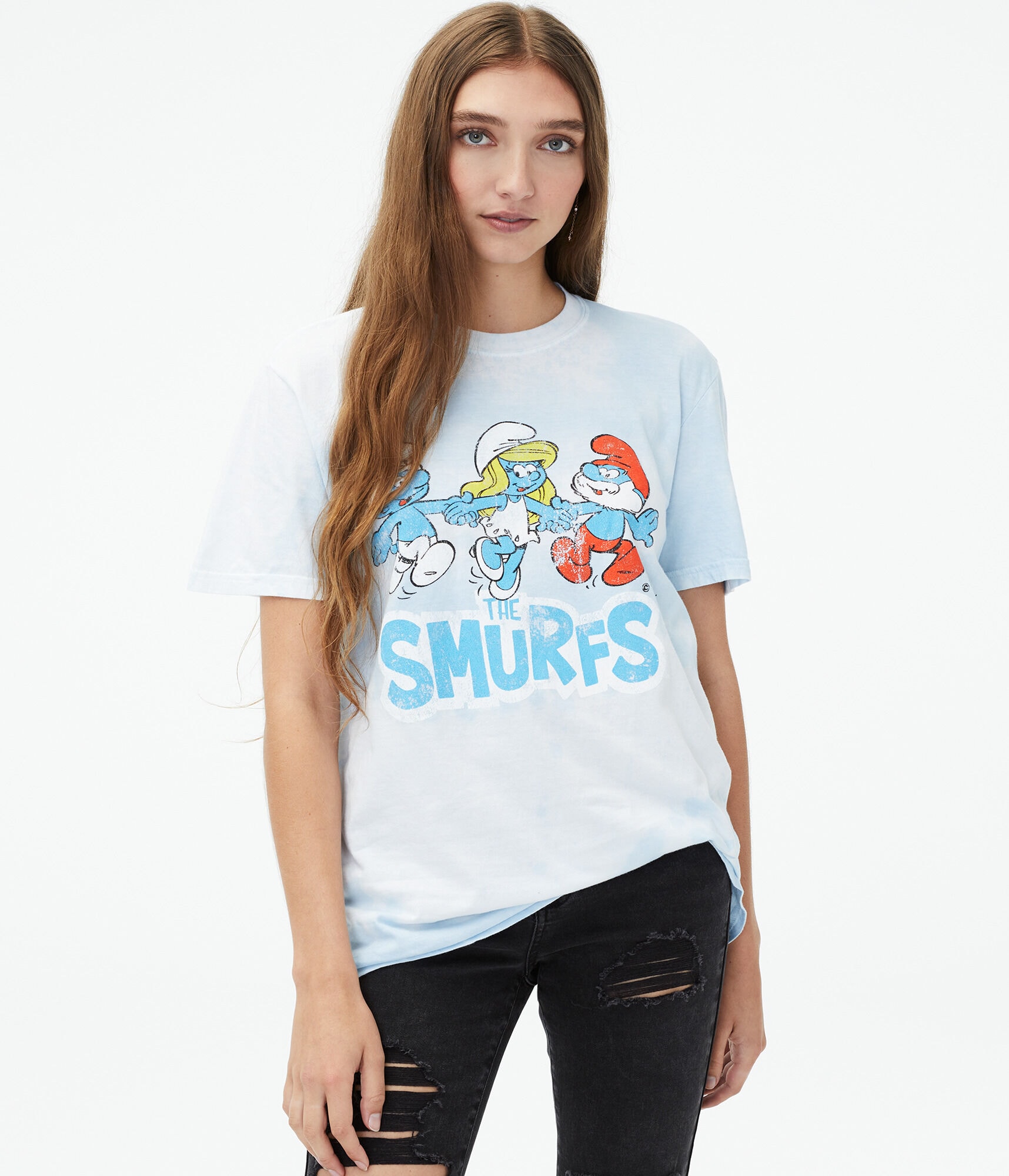 The Smurfs Tie-Dye Boyfriend Graphic Tee***