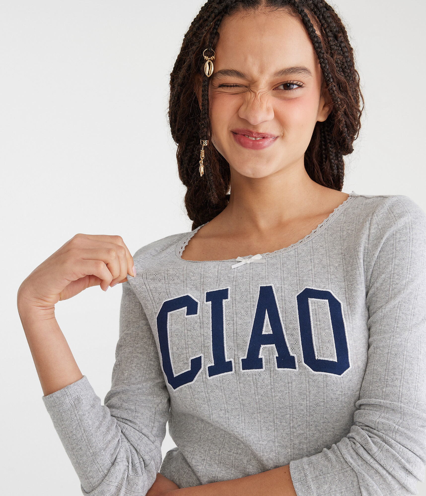 Long Sleeve Ciao Graphic Baby Tee