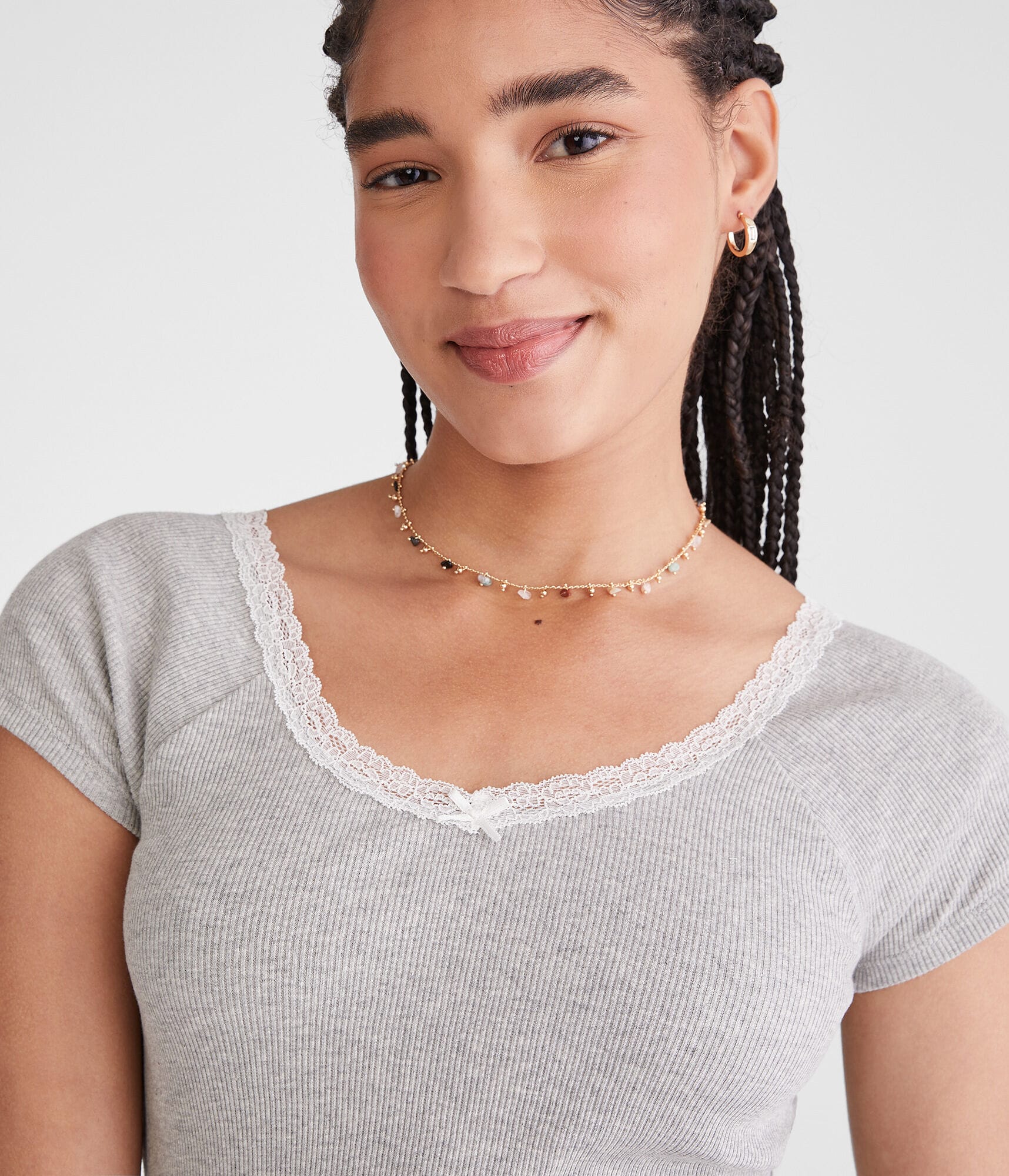 Seriously Soft Lace-Trim Shrunken Tee