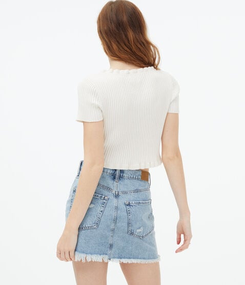 Short Sleeve Ruffle Cropped Cardigan Short Sleeve Ruffle Cropped Cardigan