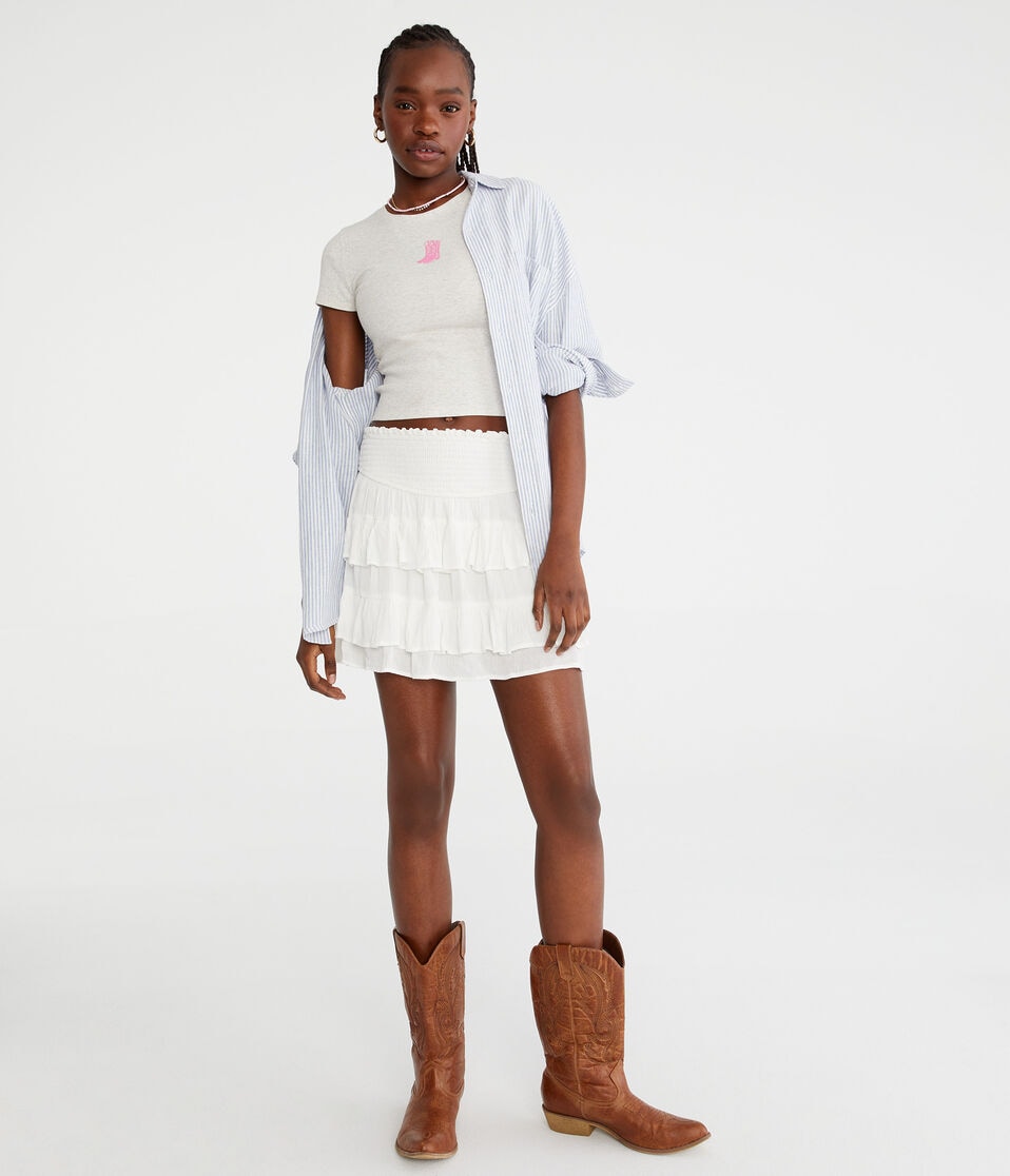 High-Waisted Ruffled Flippy Skort