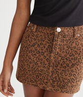 Leopard Print Denim Mini Skirt