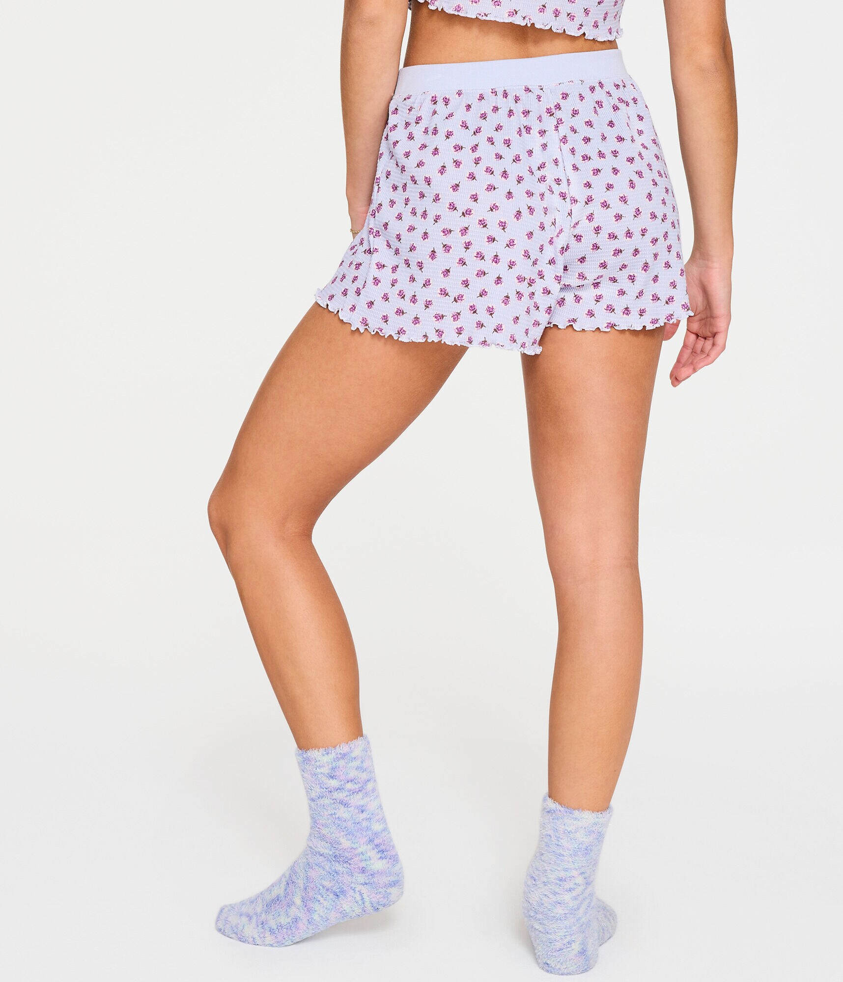 Floral High-Rise Waffle Sleep Shorts