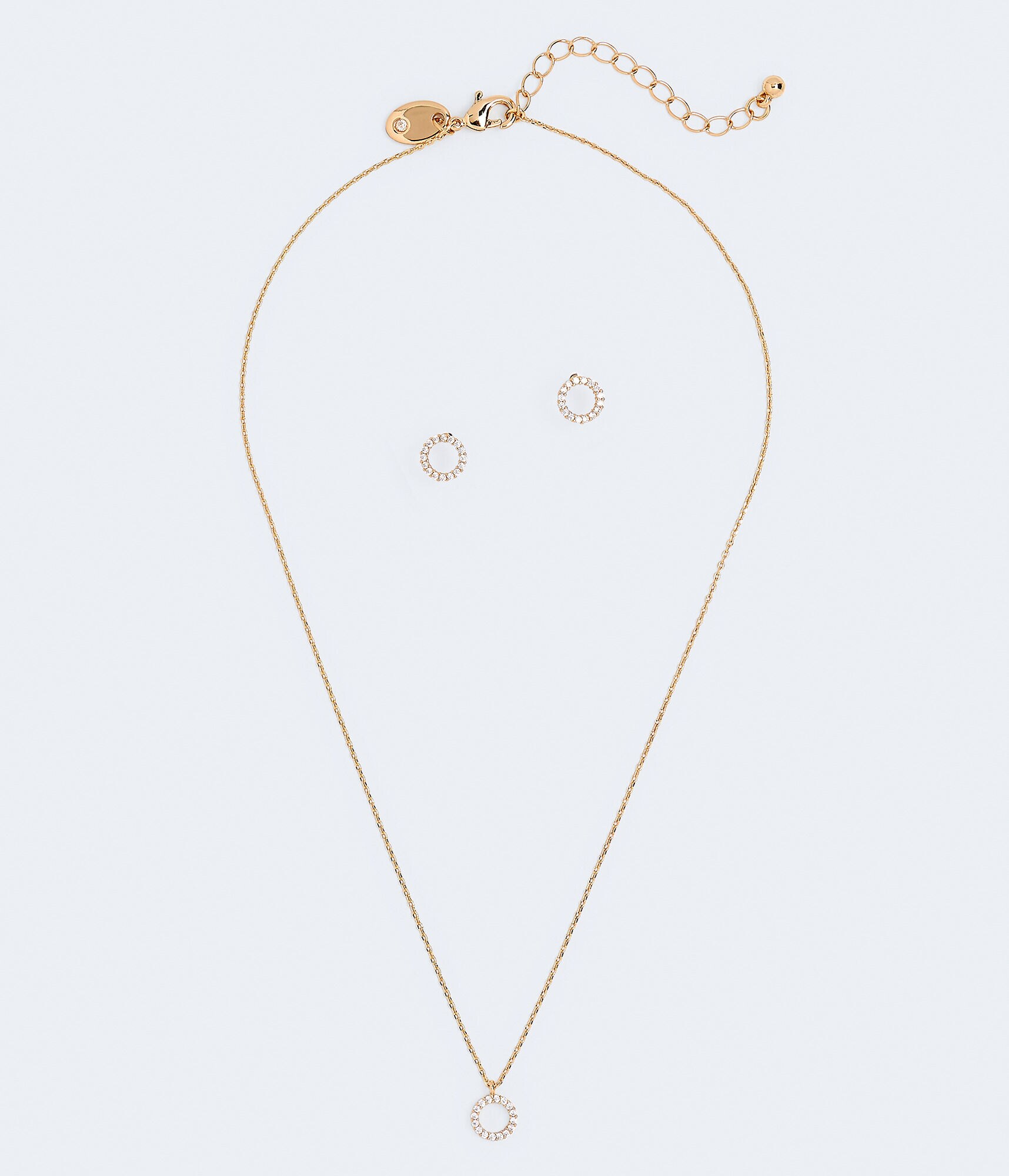 Cubic Zirconia Circle Necklace &amp; Earring Set