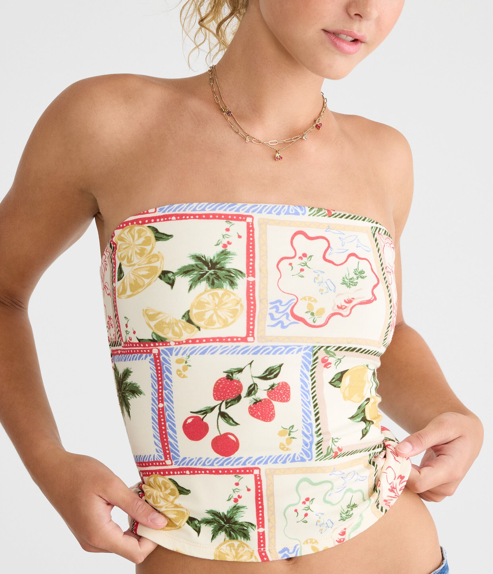 Island Fruit Graphic Tube Top