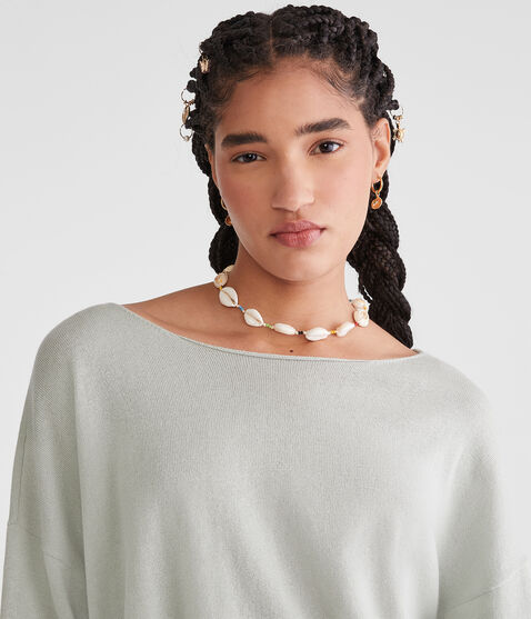 Solid Slash-Neck Sweater