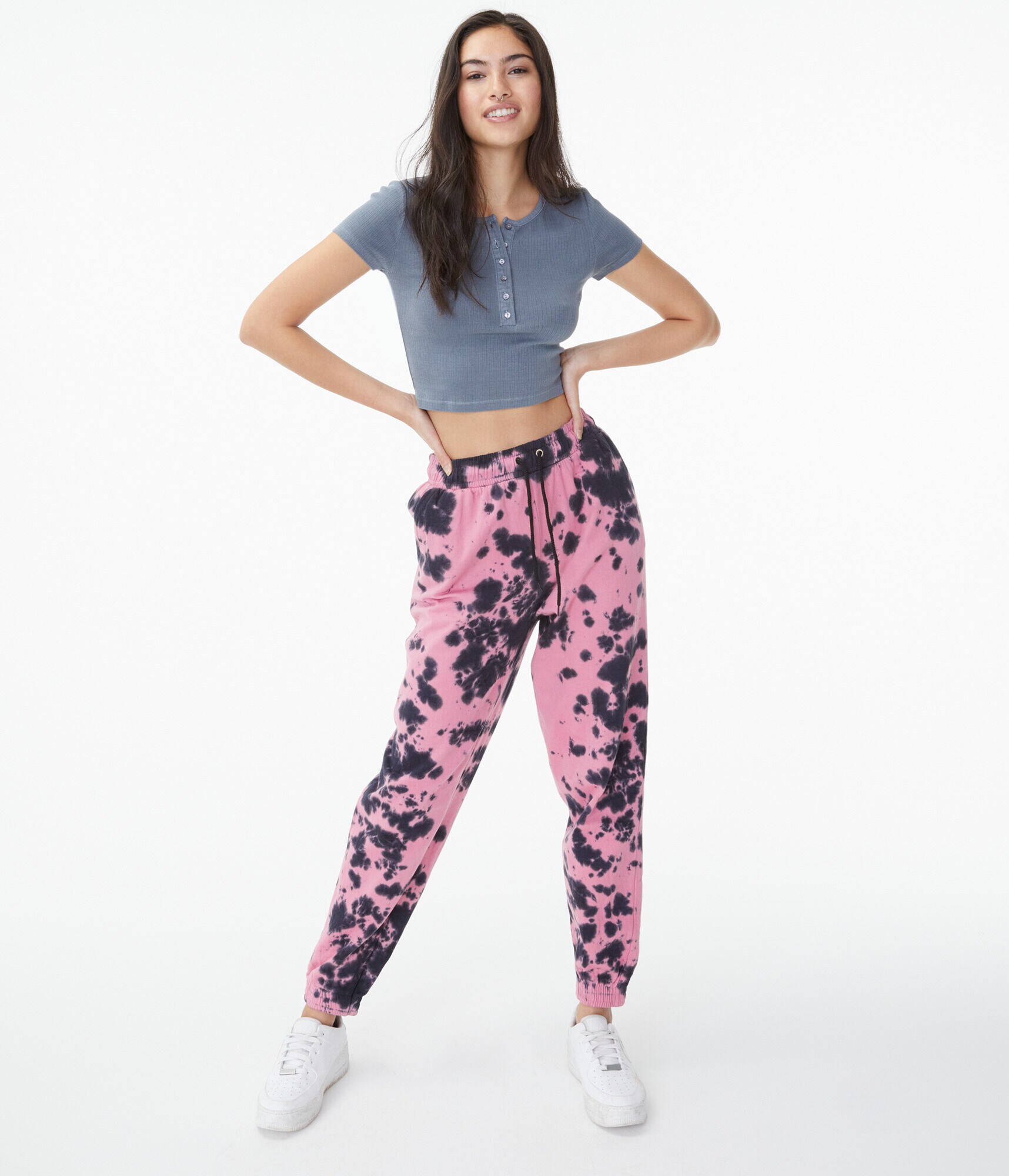 Tie-Dye Boyfriend High-Rise Cinched Sweatpants***