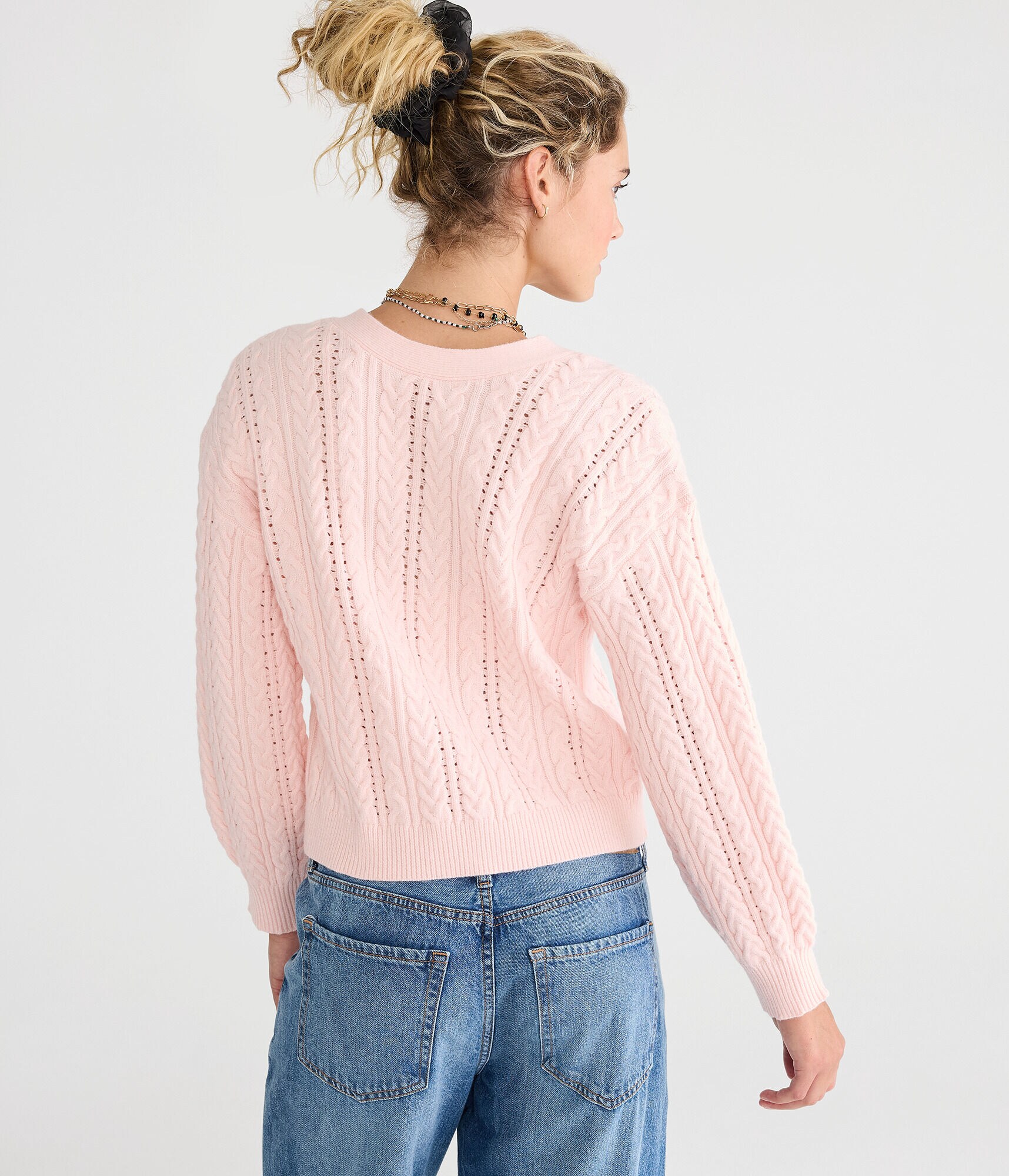 Cable Knit Reversible Tie Cardigan