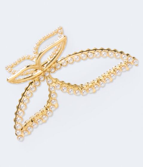 Faux Pearl Metal Butterfly Claw Hair Clip Faux Pearl Metal Butterfly Claw Hair Clip