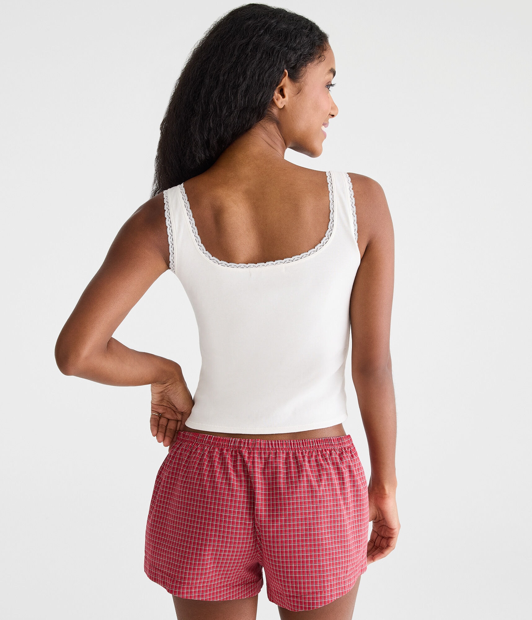 Graphic Lace-Trim Sleep Tank