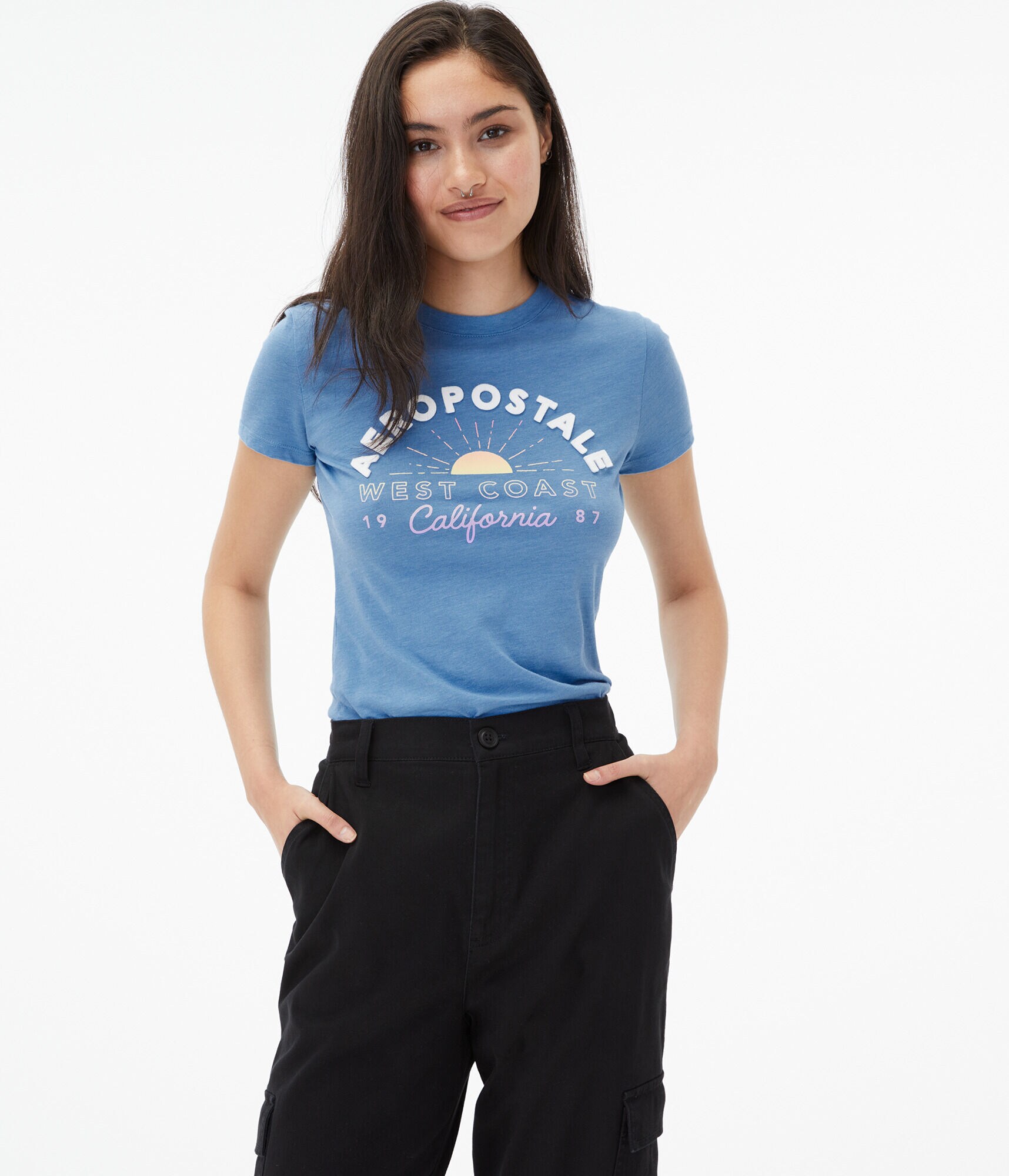 Aeropostale West Coast Sun Appliqu&eacute; Graphic Tee