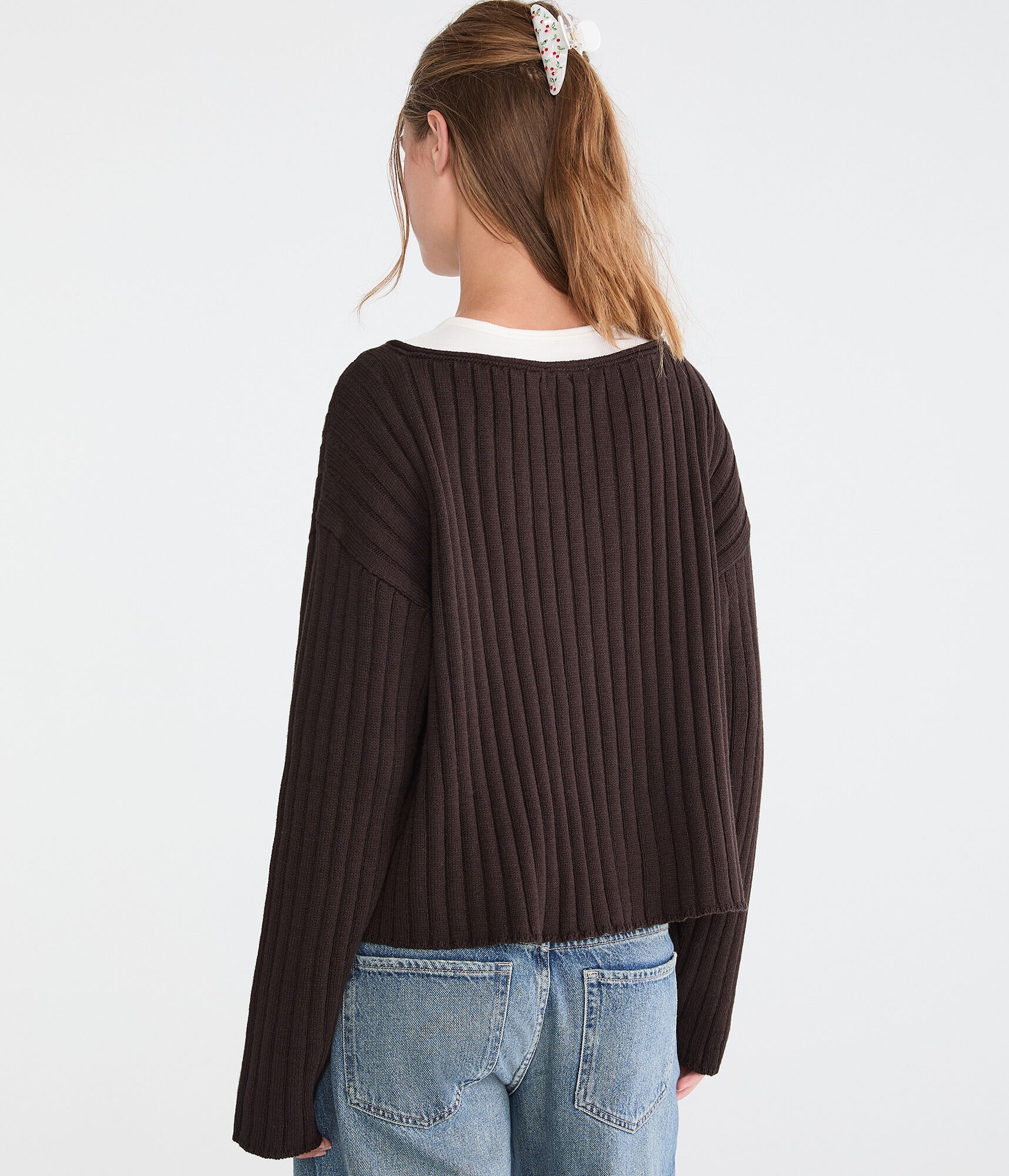 Ribbed V-Neck Sweater