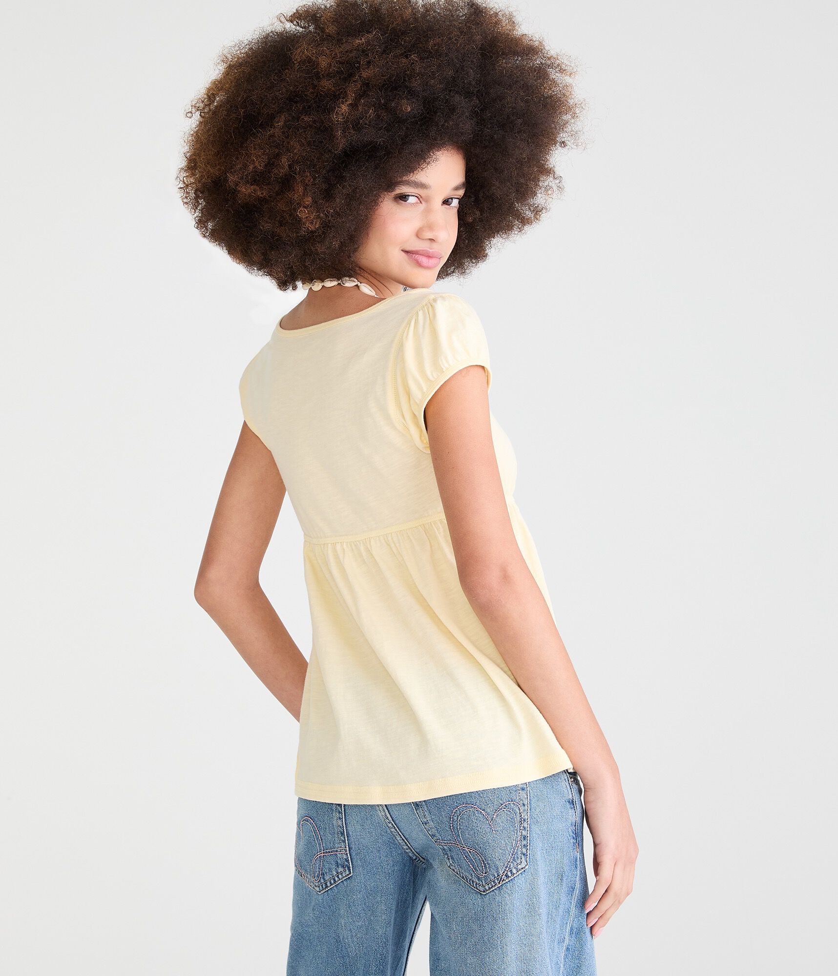 Solid Scoop-Neck Babydoll Tee