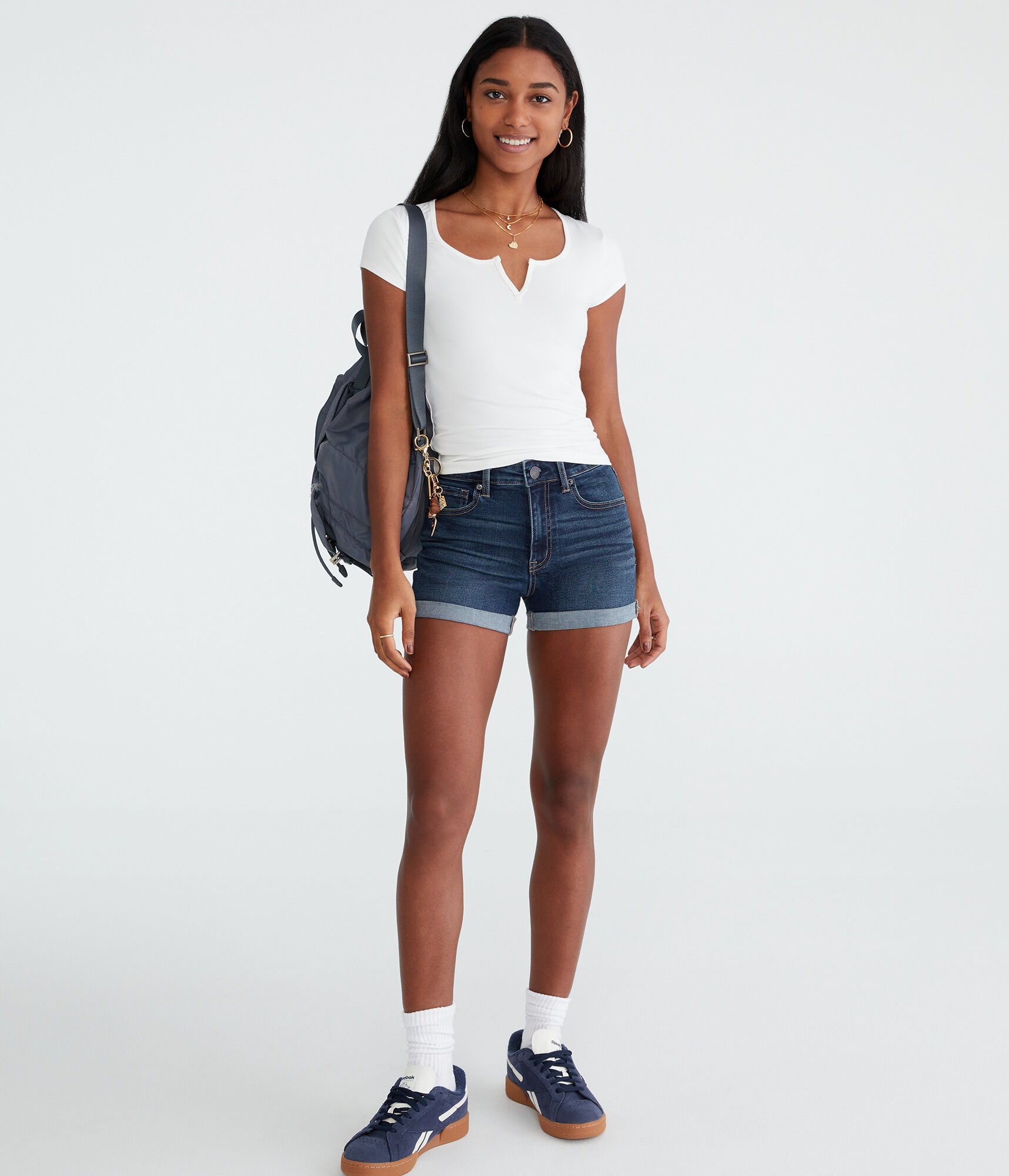 Premium Seriously Stretchy High-Rise Denim Midi Shorts