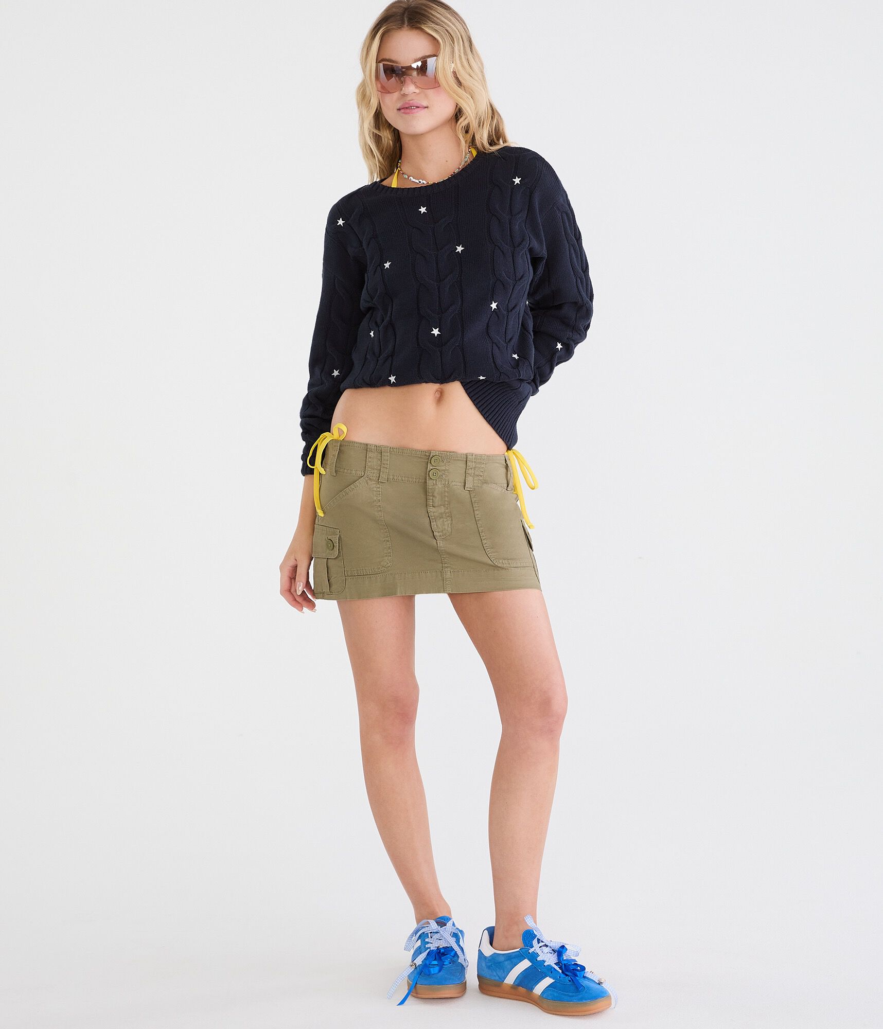 Stars Oversized Cable Crew Sweater