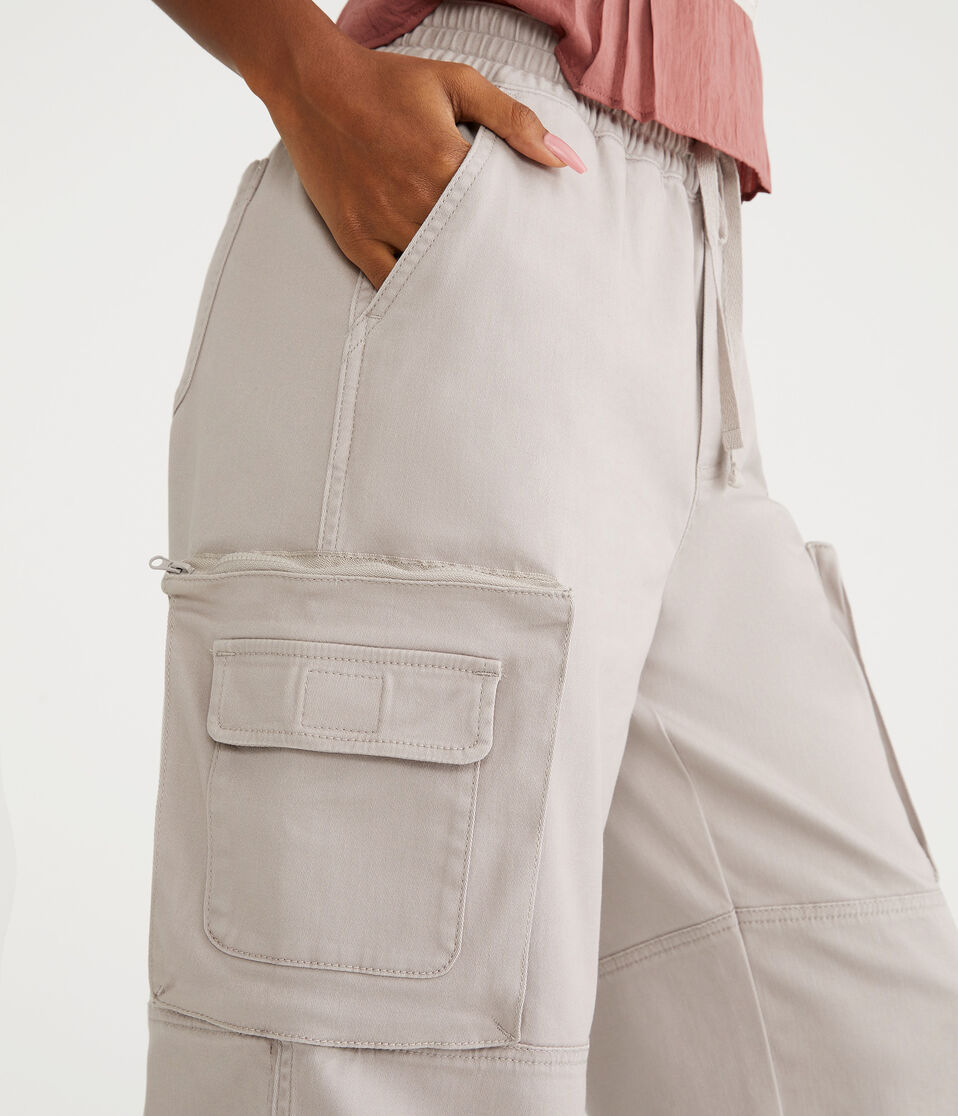 High-Rise Twill Cargo Joggers