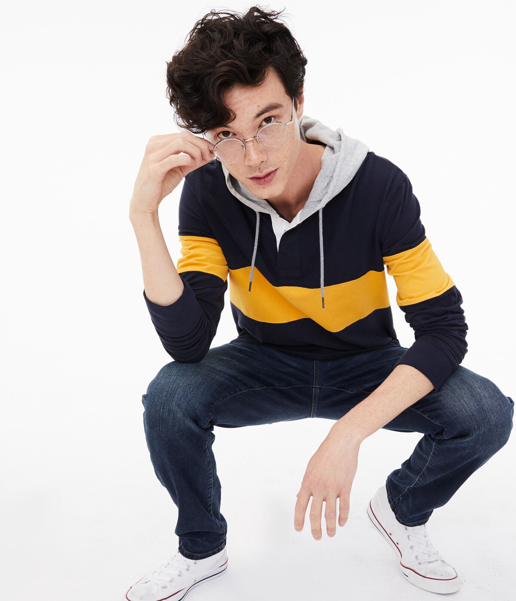 Long Sleeve Colorblock Hooded Rugby