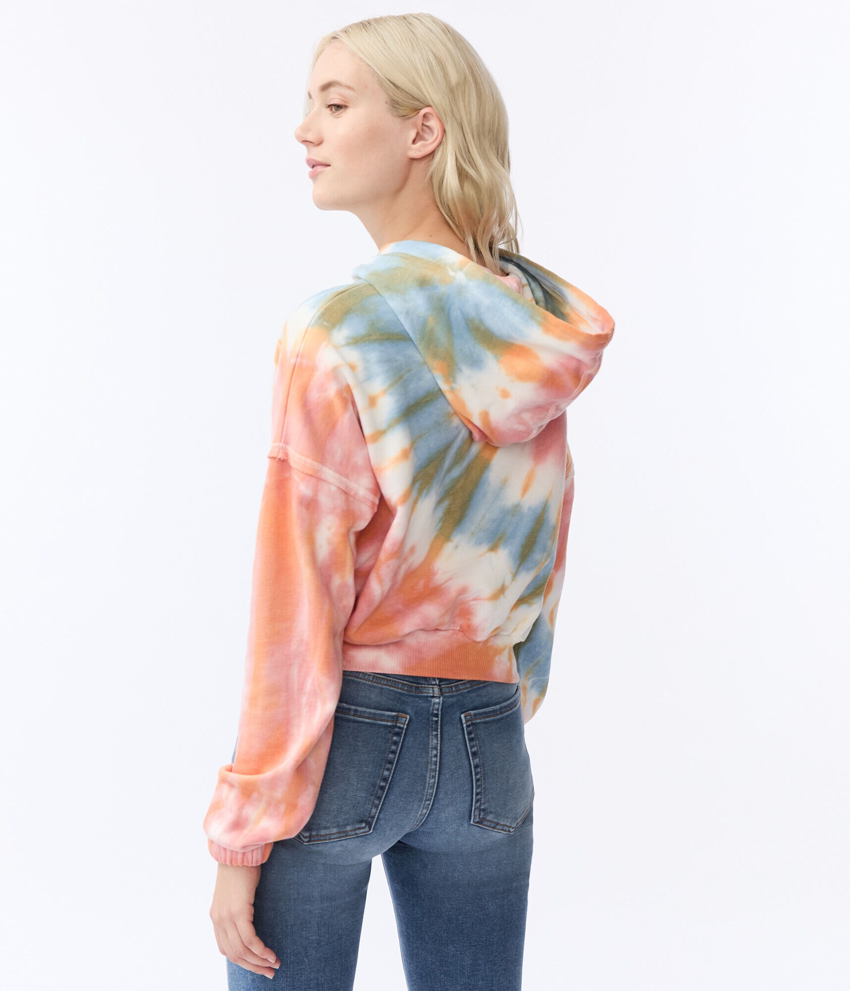 Tie-Dye Cropped Pullover Hoodie