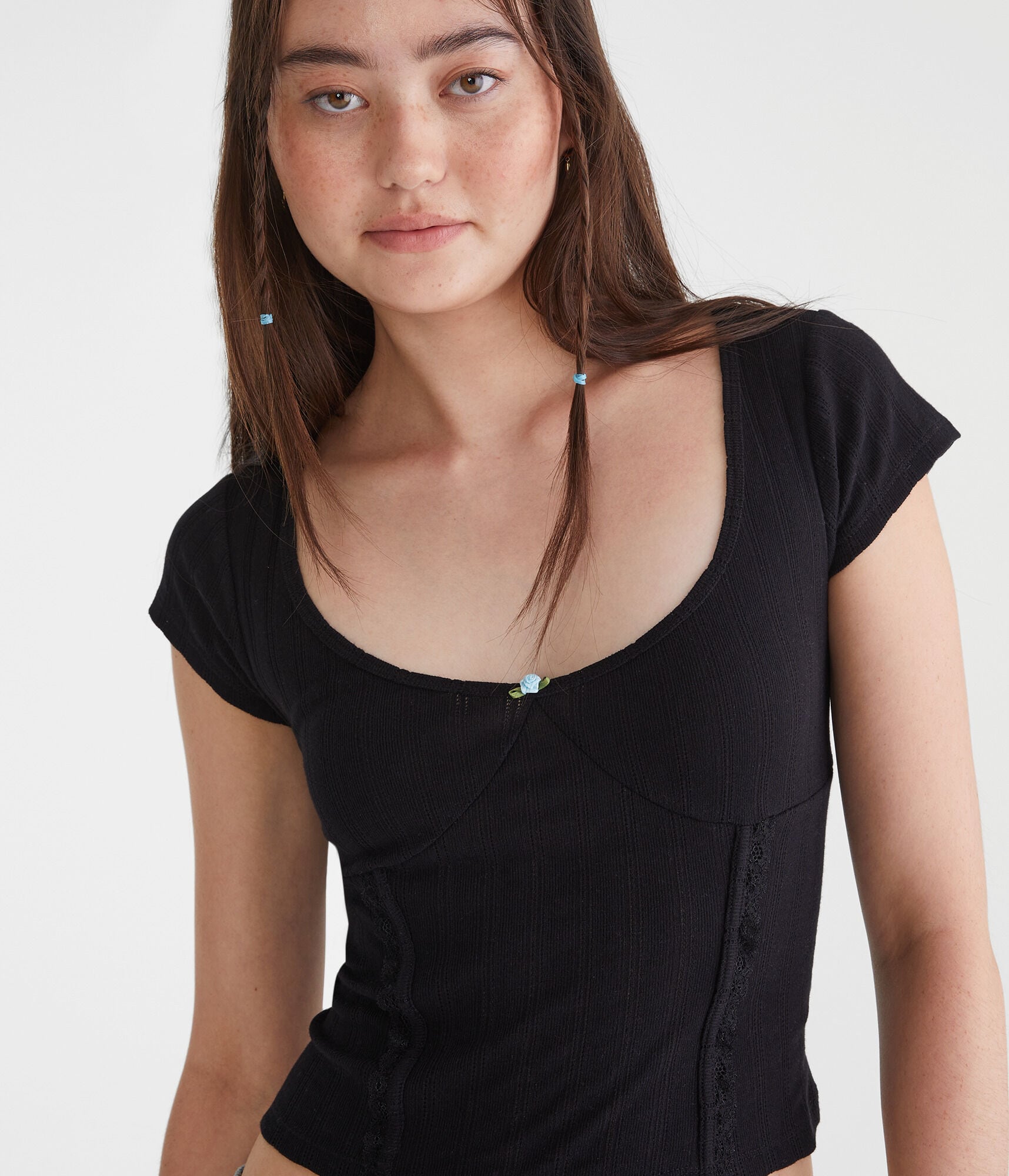 Pointelle Scoop-Neck Top