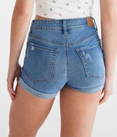 Seriously Stretchy High-Rise Denim Midi Shorts