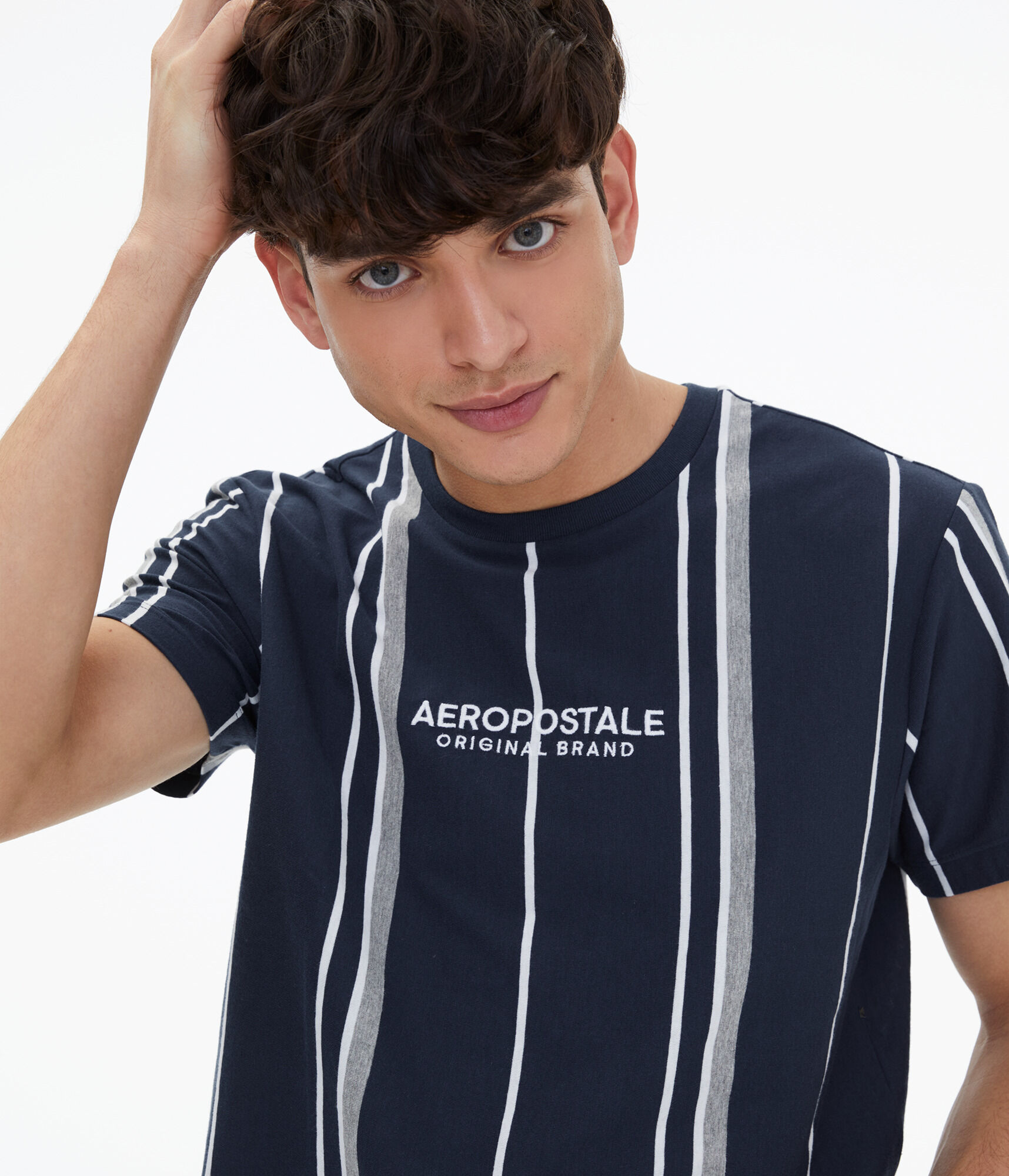 Aero Logo Vertical Stripe Graphic Tee