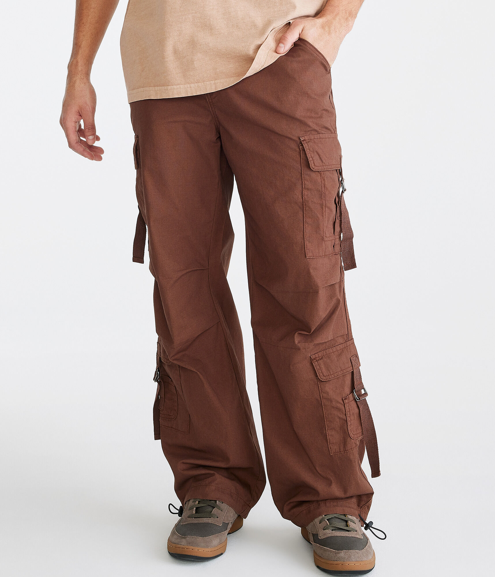 Relaxed Strap-Pocket Cargo Pants