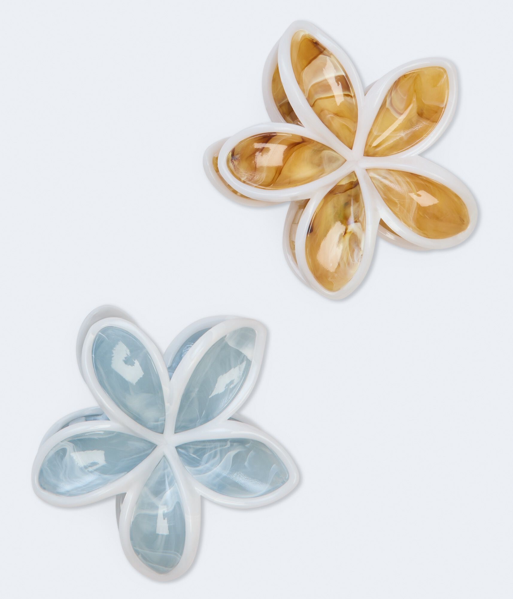 Outlined Flower Claw Hair Clip 2-Pack