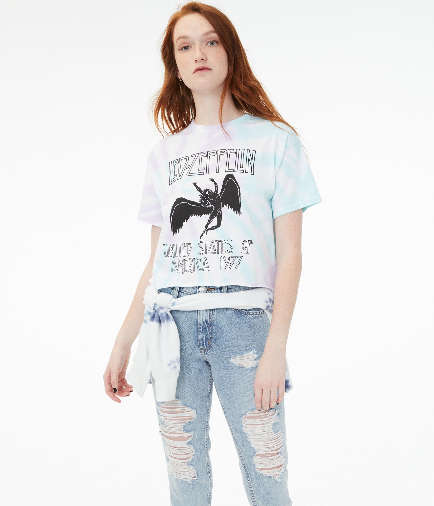 Led Zeppelin Tie-Dye Cropped Graphic Tee
