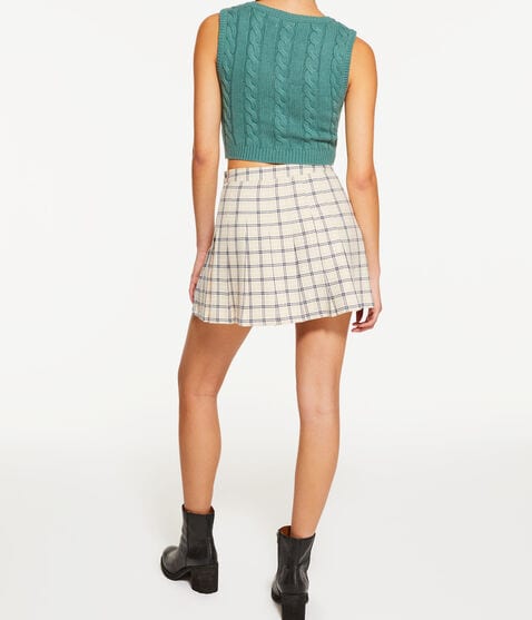 Plaid High-Waisted Pleated Skirt