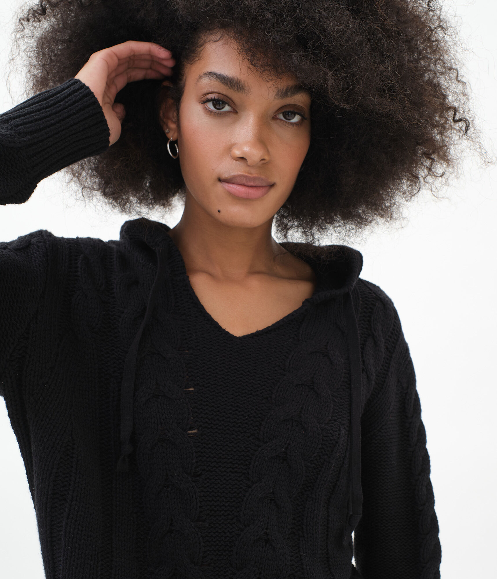 Cable Knit Hooded Sweater