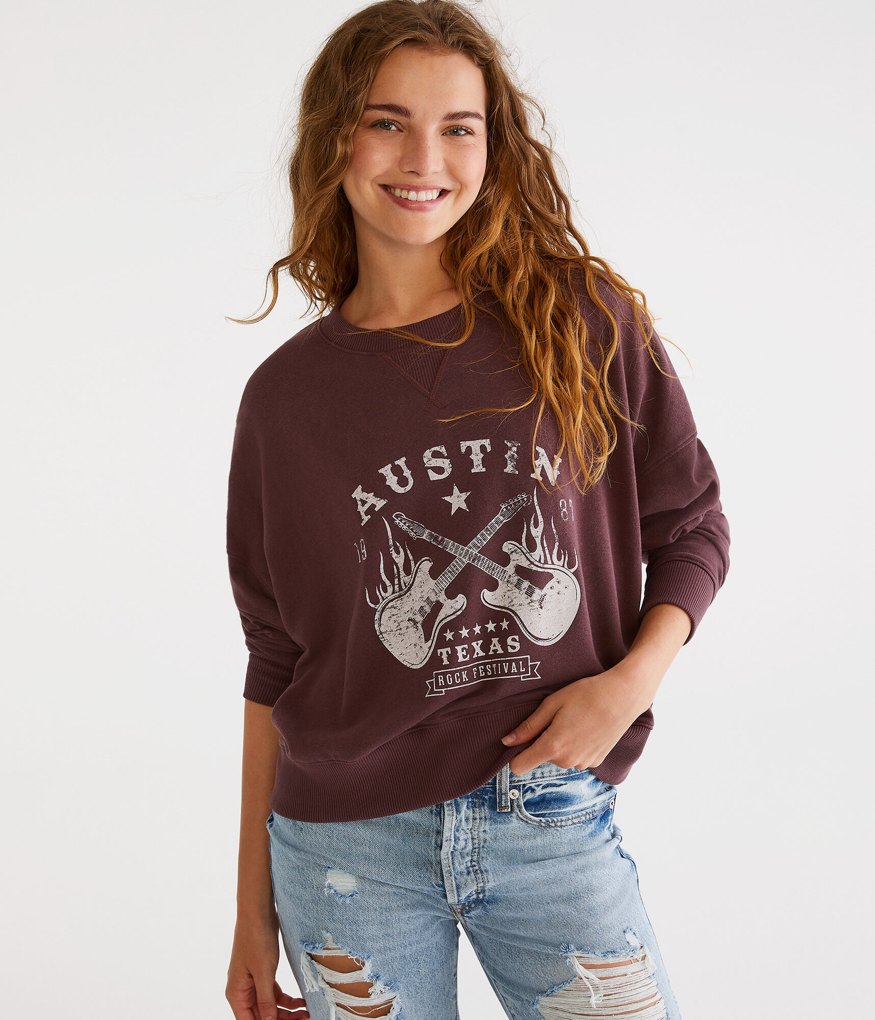 Austin Rock Festival Oversized Crew Sweatshirt