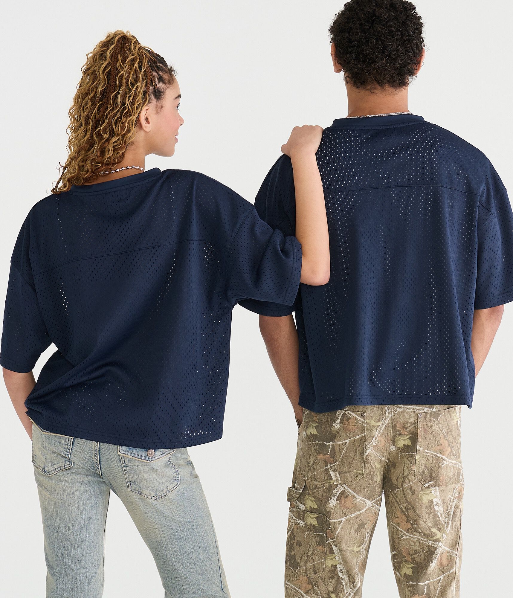 Michigan Wolverines Boxy Mesh V-Neck Top