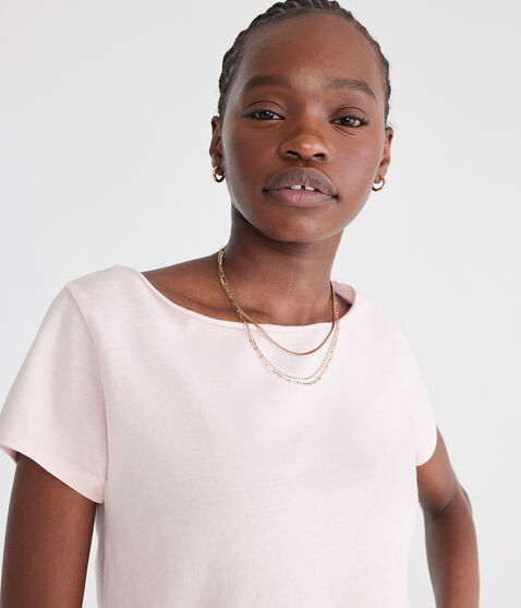 Washed Off-The-Shoulder Vintage Fit Crew Tee Washed Off-The-Shoulder Vintage Fit Crew Tee