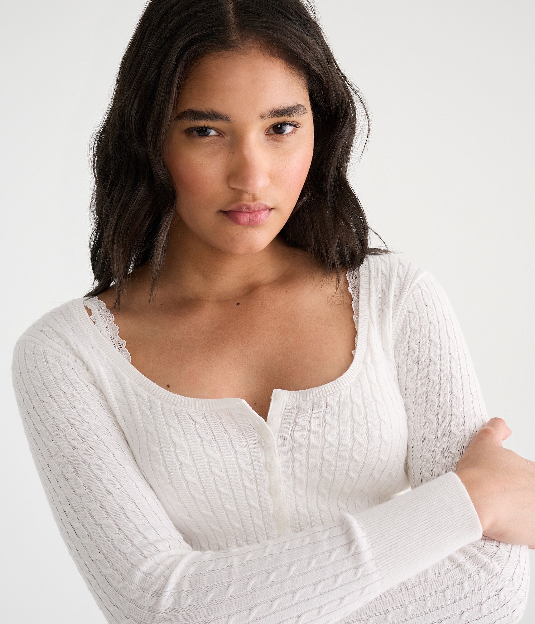 D&eacute;j&agrave; For Aero Long Sleeve Cable Henley