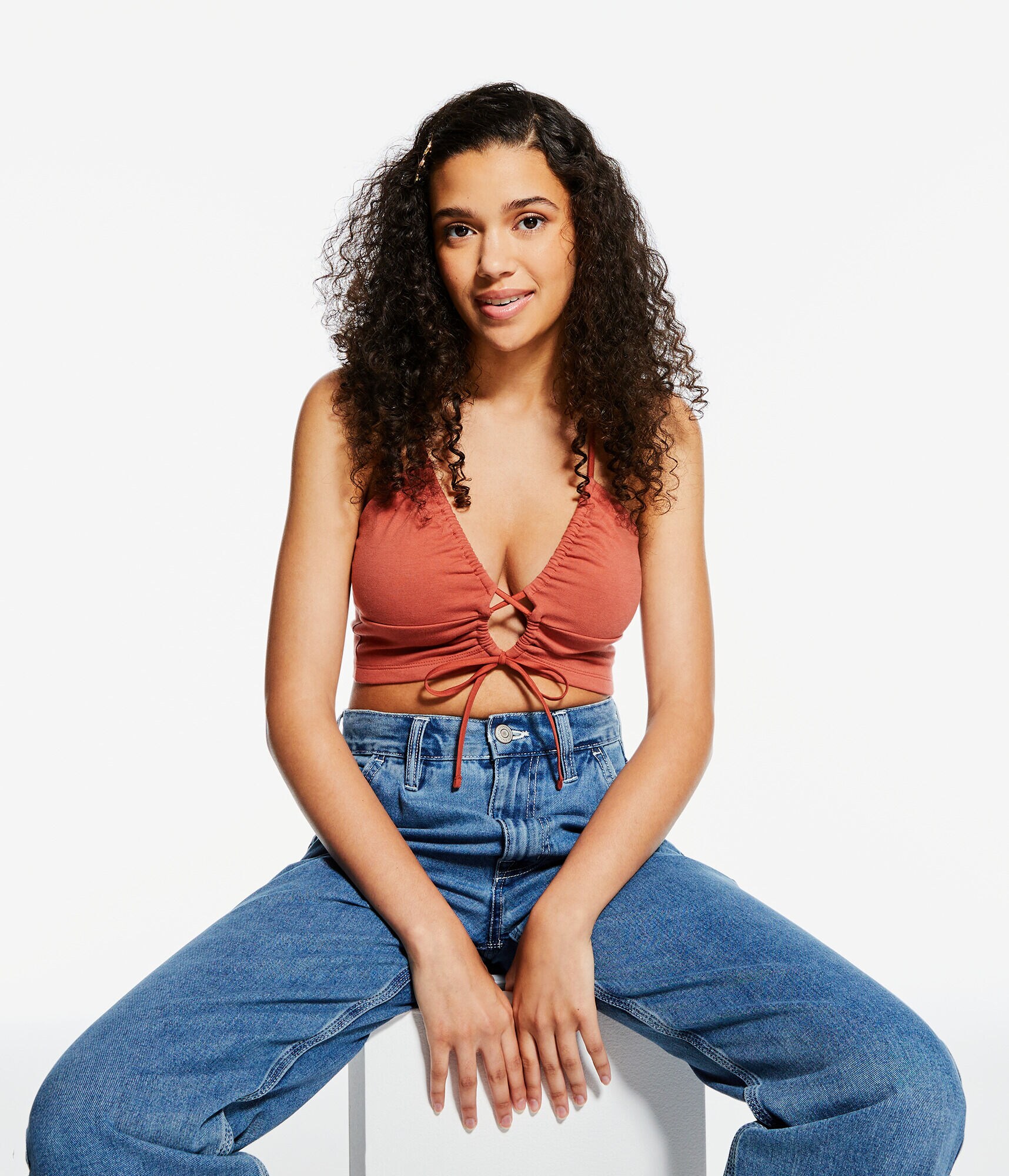 Seriously Soft Tie-Front Cutout Crop Top