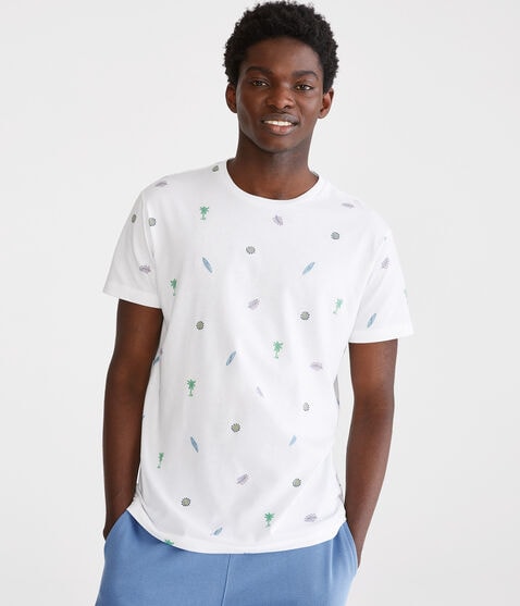 Palm Surfboard Print Graphic Tee Palm Surfboard Print Graphic Tee
