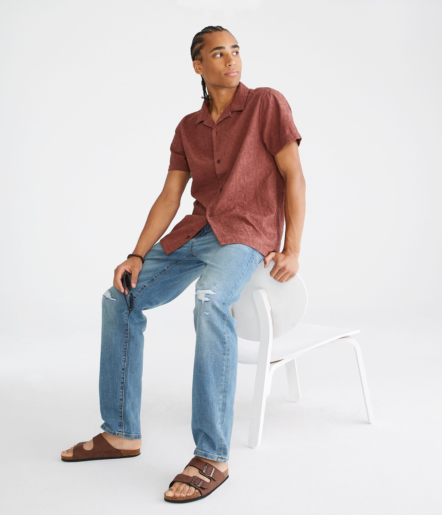 Geometric Stitch Camp Shirt