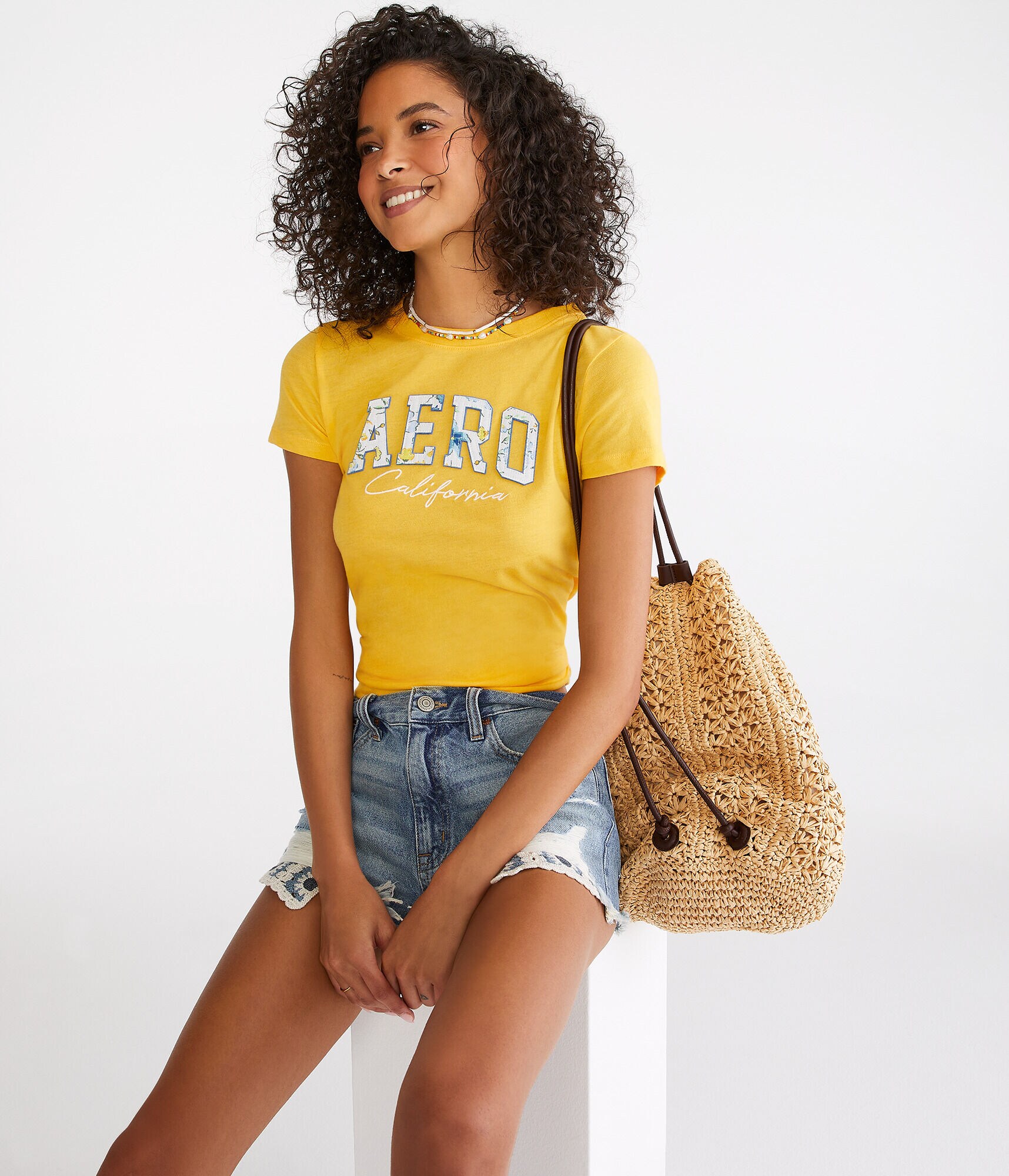 Aero Floral Fill Appliqu&eacute; Graphic Tee